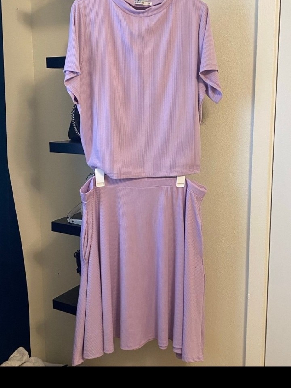 Rebdolls Lilac Ribbed Midi Two-Piece Dress Set